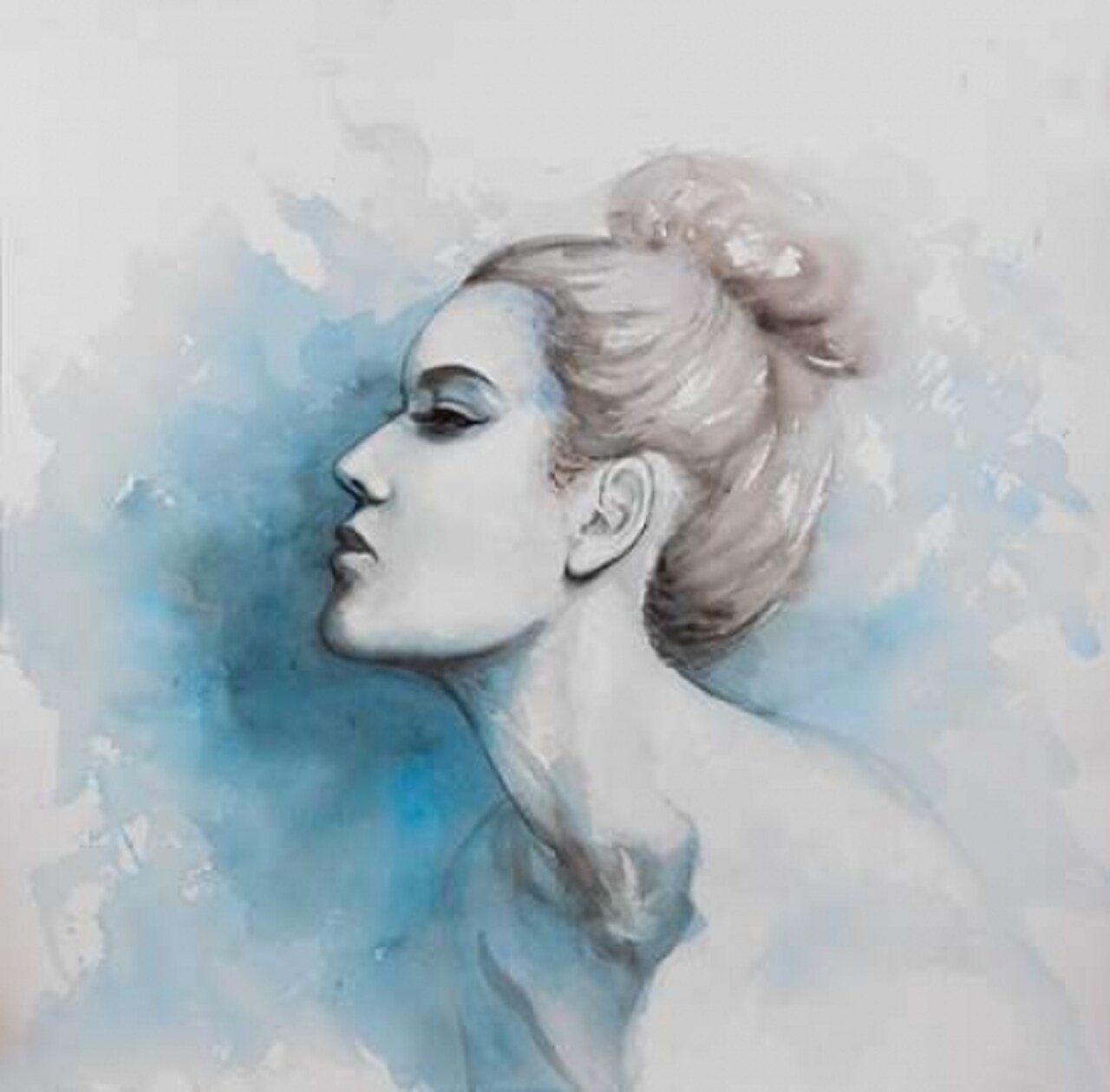 Watercolor Abstract Girl Profile View Poster Print by Atelier B Art Studio - Item # VARPDXBEGFIG34